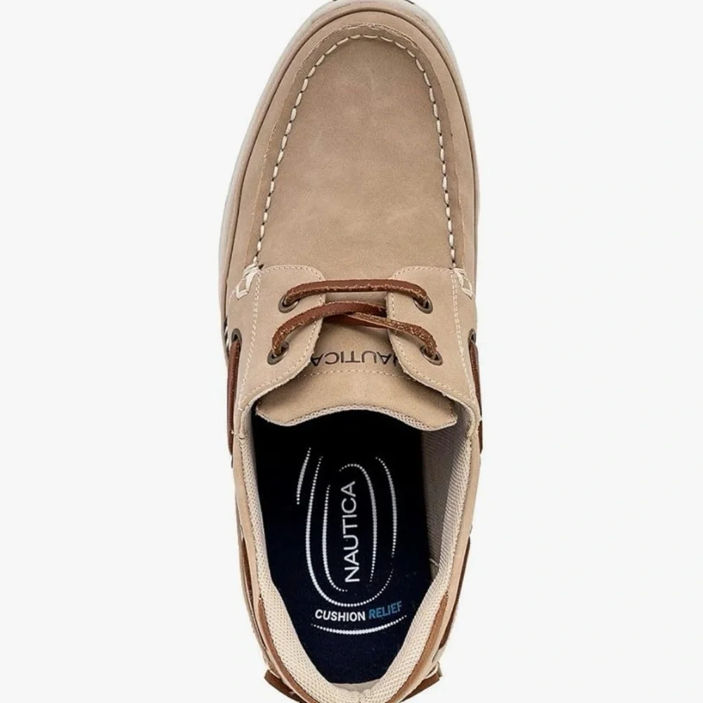 Nautica Men’s Beige/Tan Leather Boat Shoes